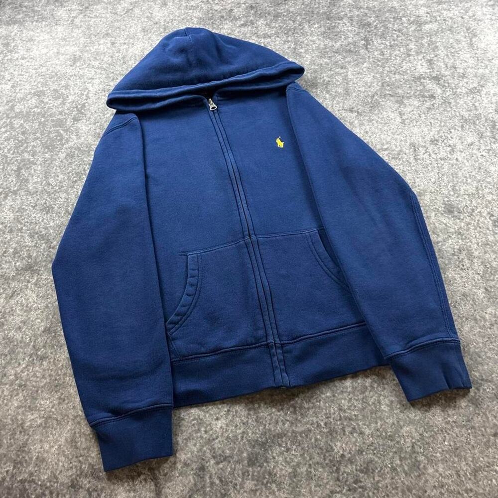 Polo Ralph Lauren Boys L (14-16) Royal Blue Full Zip Fleece Hoodie Yellow Pony